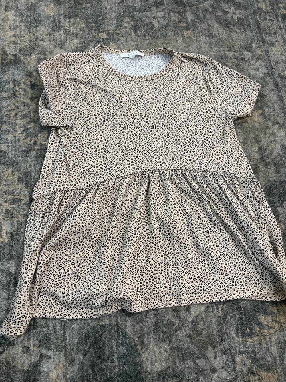 gaze Beige Leopard Print Babydoll Blouse